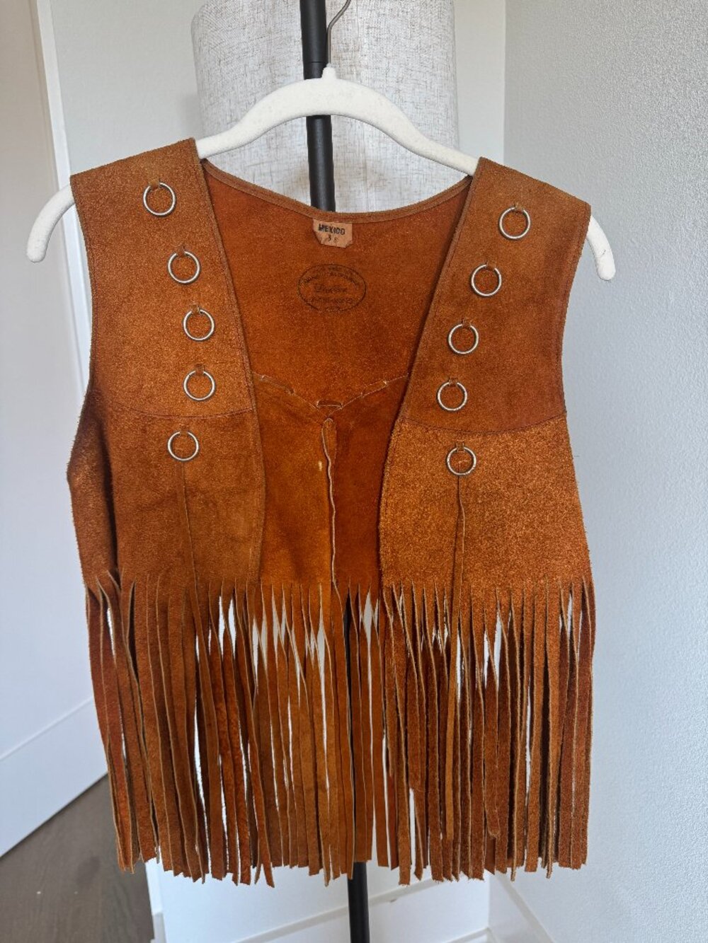 70s Genuine Suede Leather Fringe Vest I Silver Ring Hardware I Western Boho